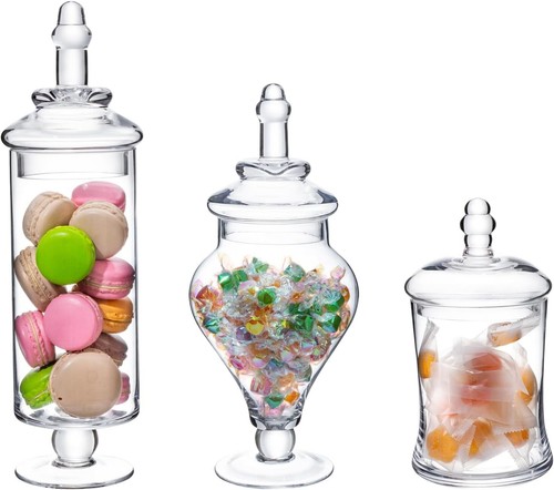 Clear glass apothecary jars - glass,